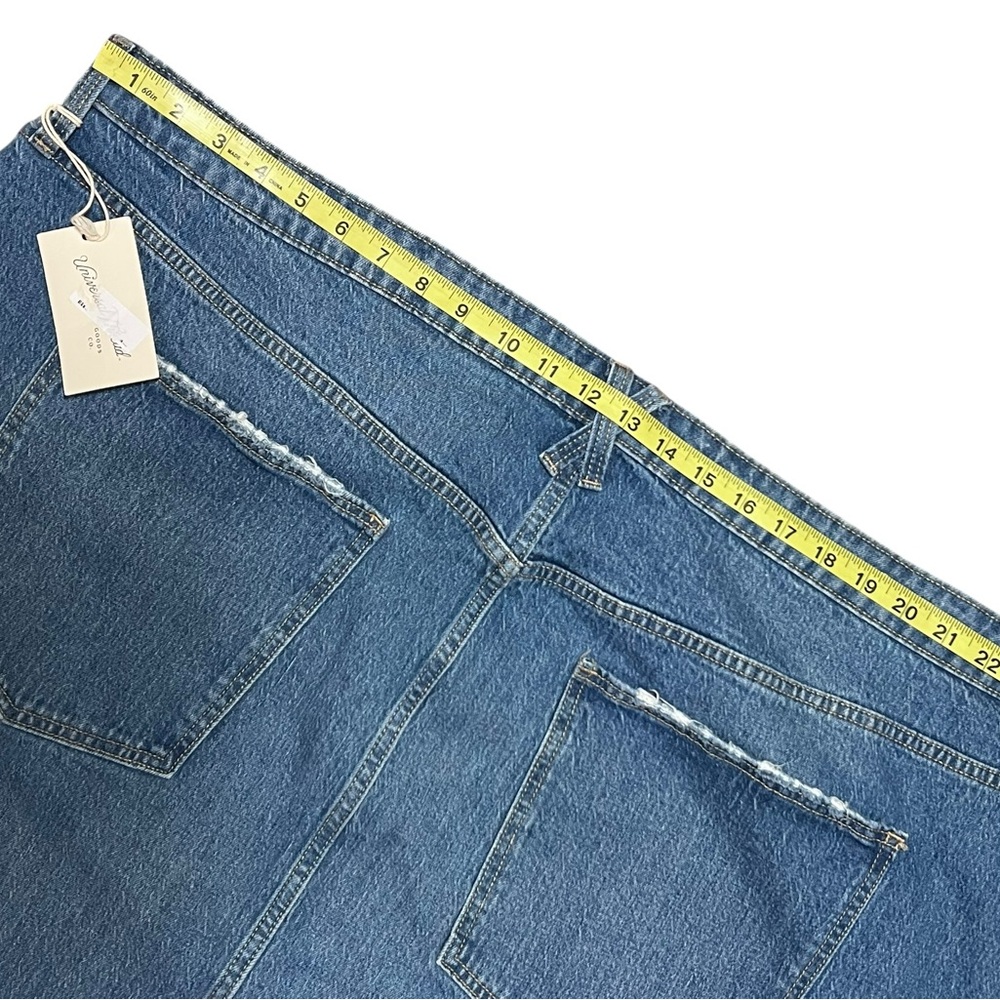 Y2K Inspired Denim Skirt Midi 28 Distressed Hem Stretch Cottagecore Modest - Picture 7 of 12